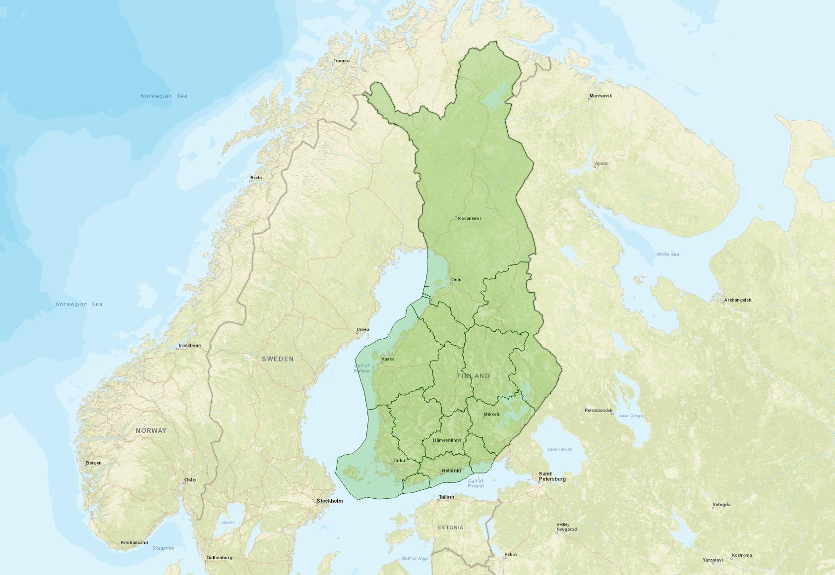 Postnummer i Finland - 1-siffrig nivå