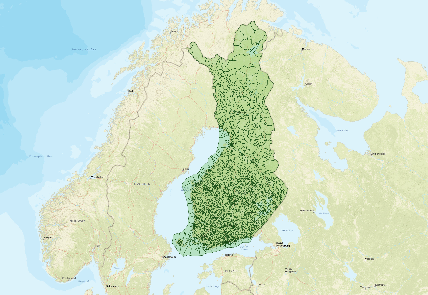 Postnummer i Finland - 4-siffrig nivå