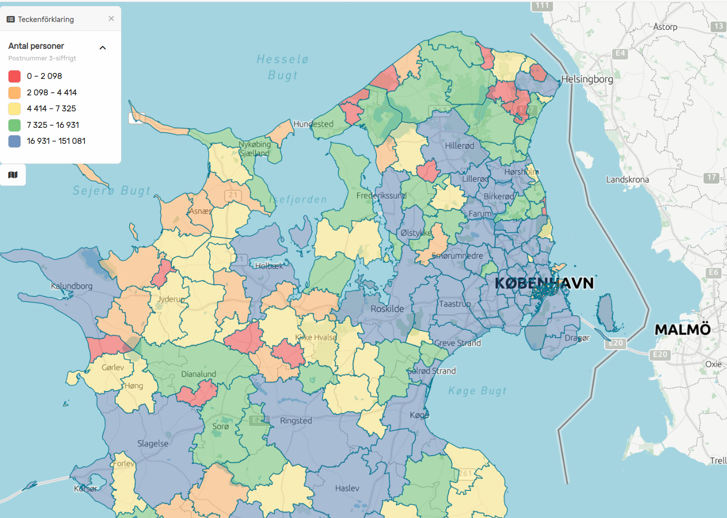 Åldersindelad befolkningsstatistik i Danmark på 4-siffrig postnummernivå