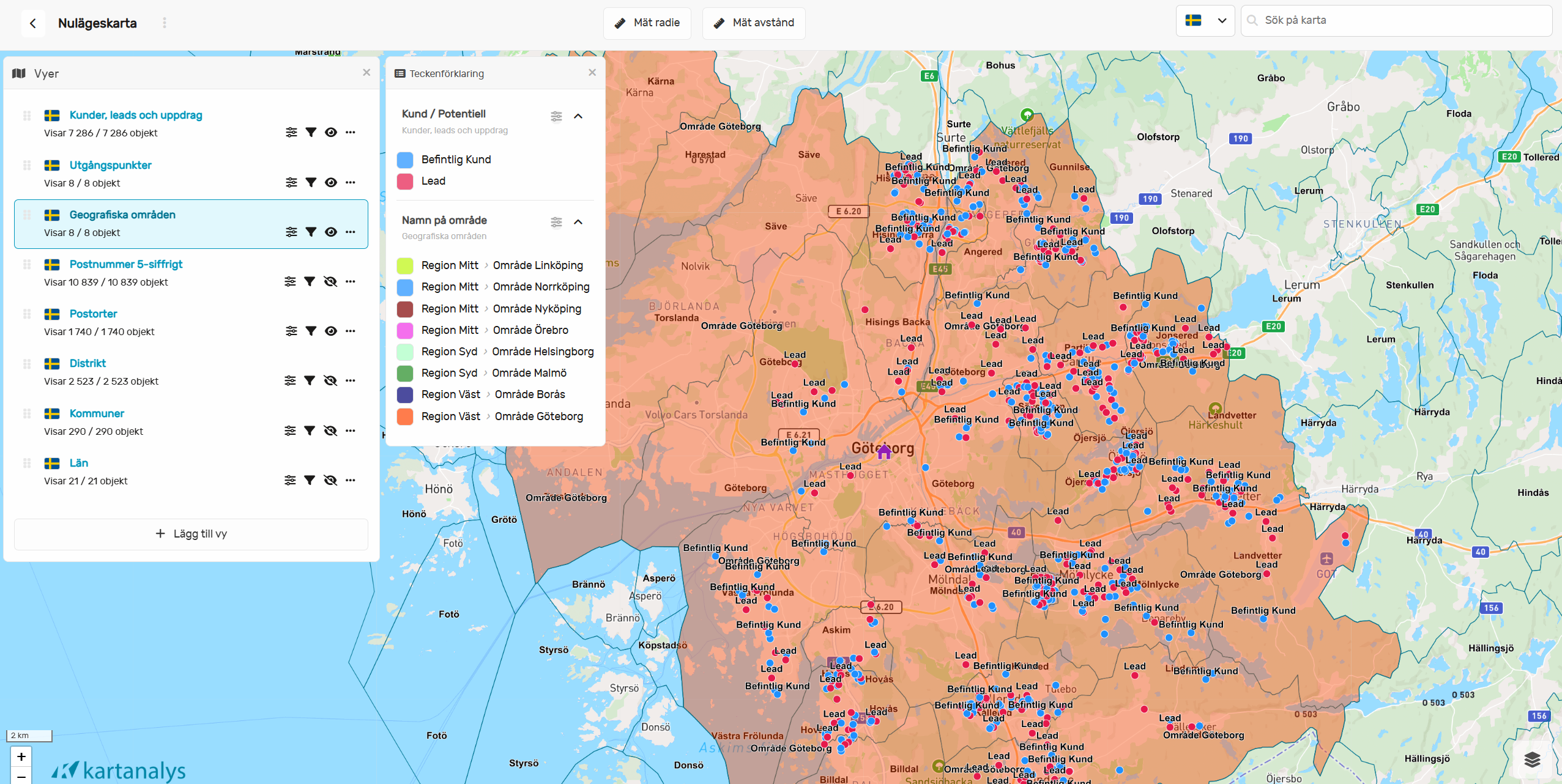 Kartanalys - Visualisera kunder, leveranser, adresser och viktig information